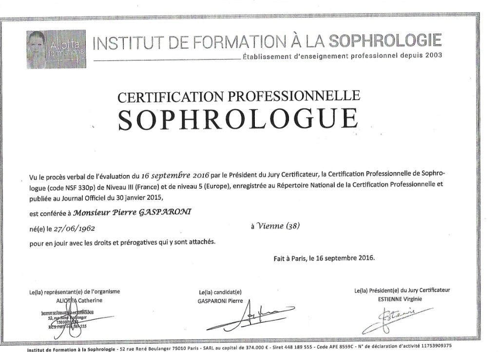 photo diplome Pierre  GASPARONI