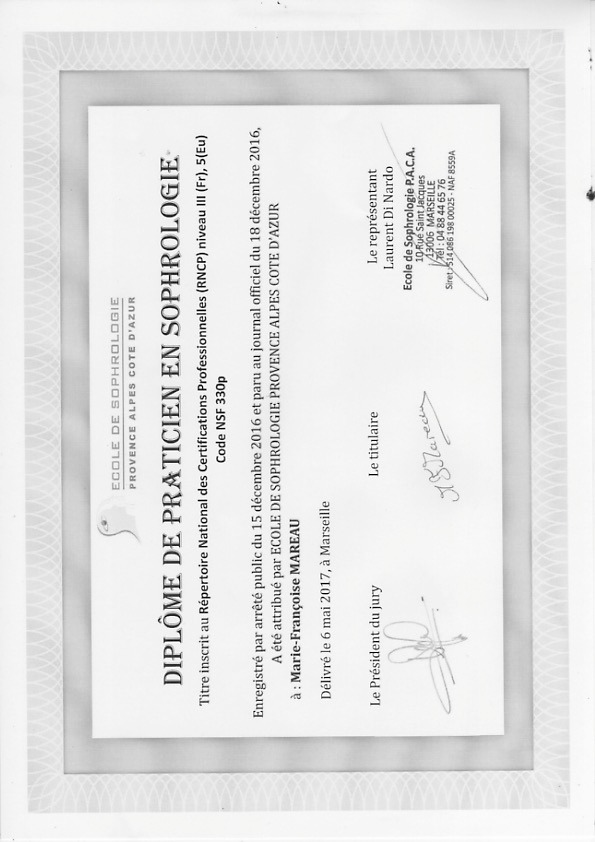 photo diplome Marie-Françoise MAREAU