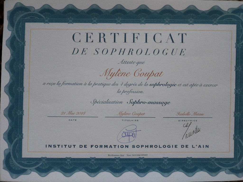 photo diplome Mylène COUPAT