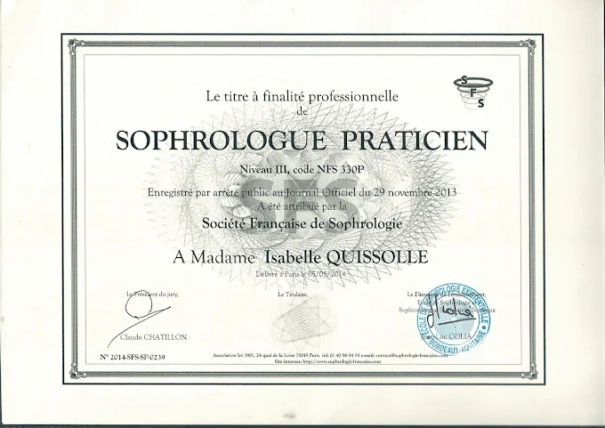 photo diplome Isabelle QUISSOLLE 