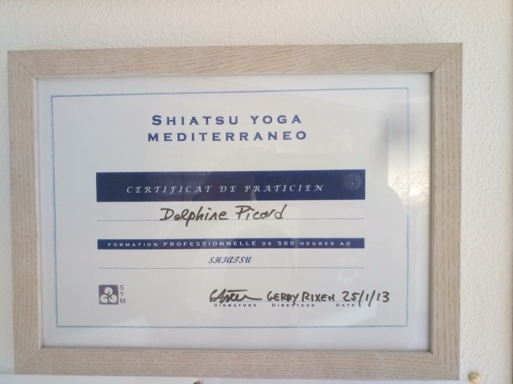photo diplome SHIATSU Sérénité - Delphine