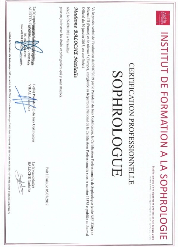 photo diplome Nathalie BALOCHE