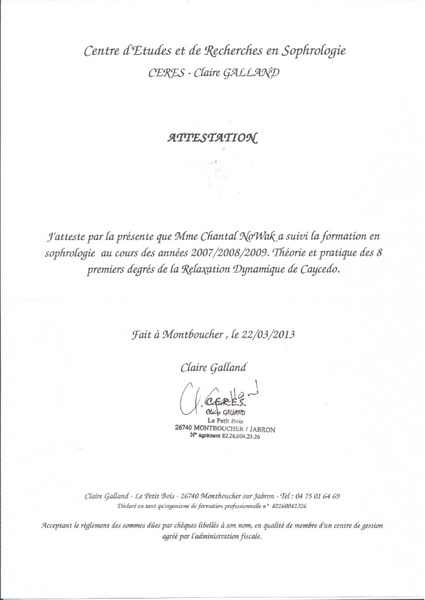 photo diplome Chantal NOWAK 