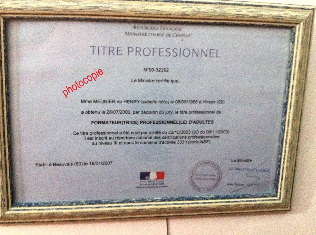 photo diplome Isabelle Henry Meunier