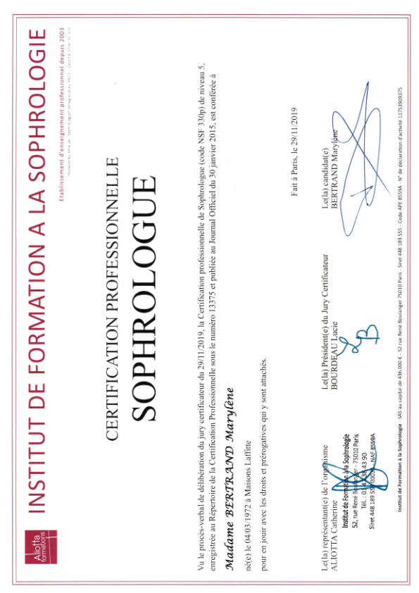 photo diplome Marylène BERTRAND
