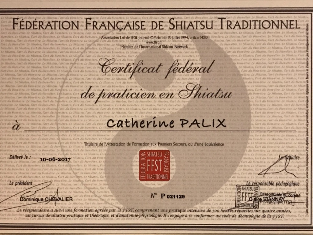 photo diplome Shiatsu « l’étincelle »