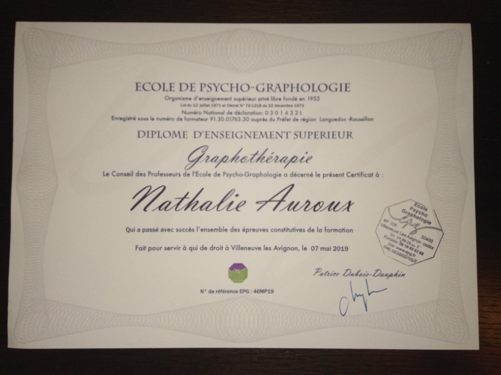photo diplome Nathalie Auroux