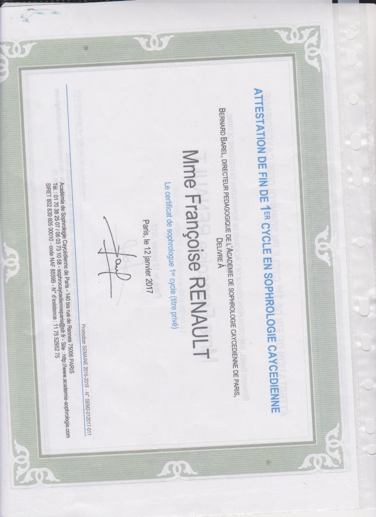 photo diplome francoise RENAULT 