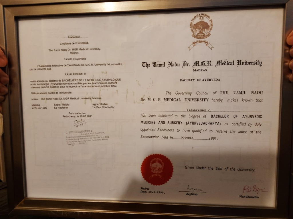 photo diplome AYURVEDA SOINS FORMATIONS