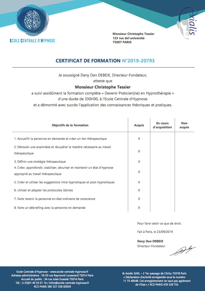 photo diplome christophe Tessier