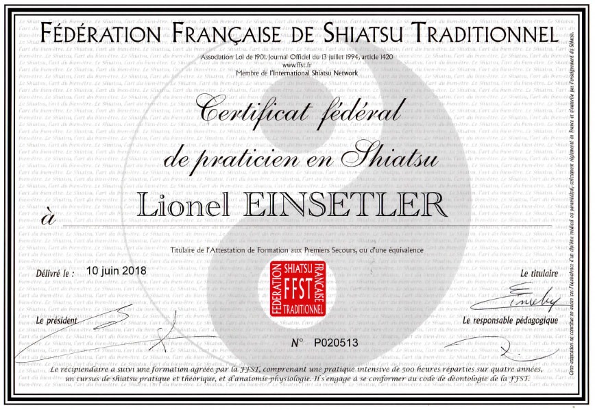 photo diplome Metz Shiatsu - Lionel EINSETLER