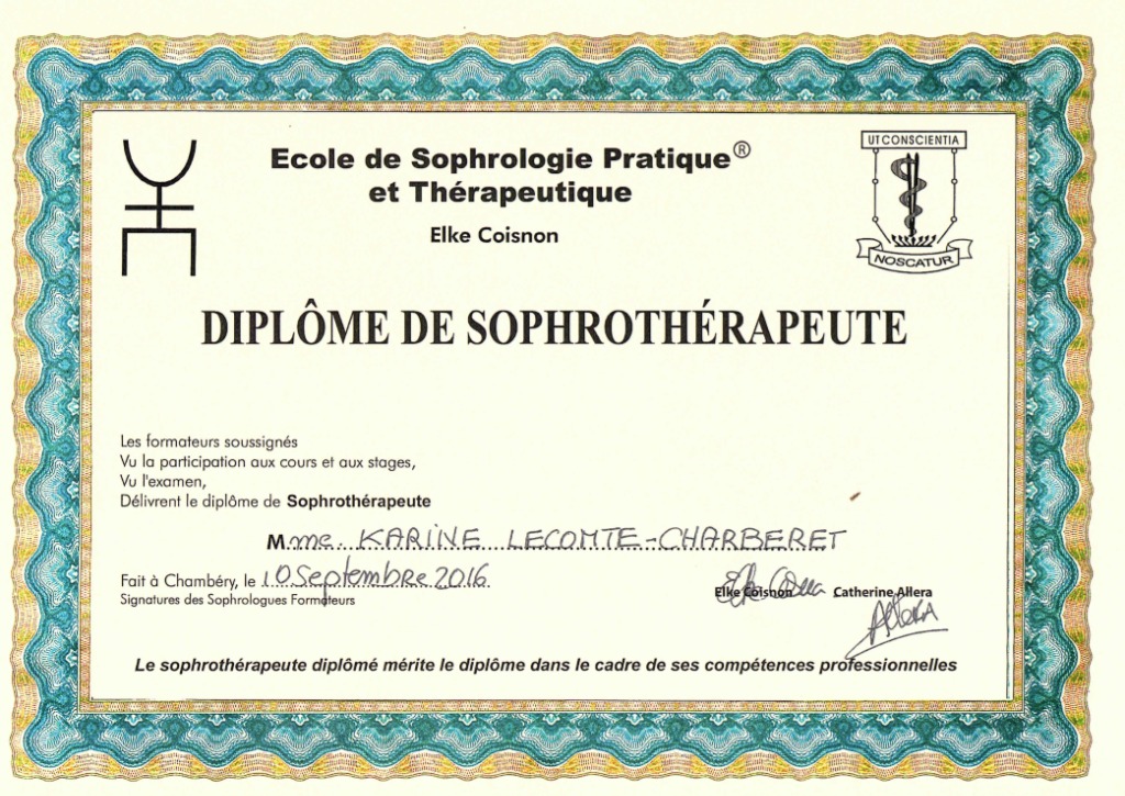 photo diplome Karine CHARBERET LECOMTE
