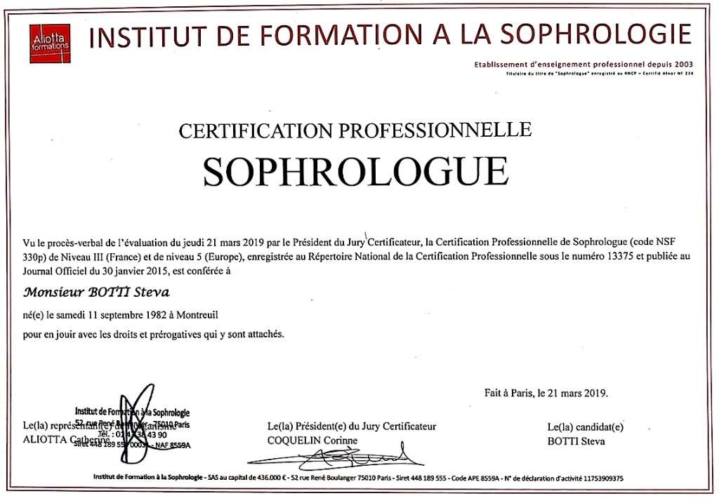 photo diplome Steva Botti