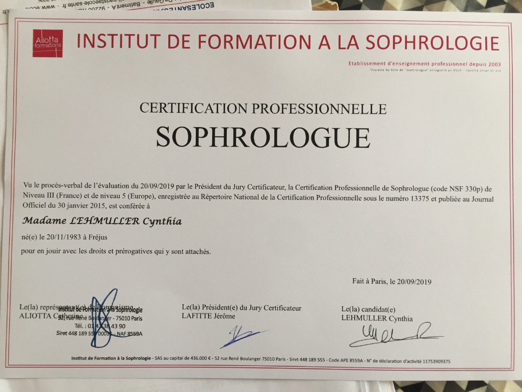 photo diplome Cynthia LEHMULLER