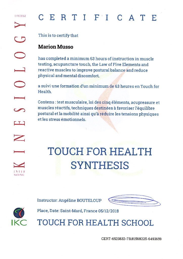 photo diplome Marion Musso - Anima Sens