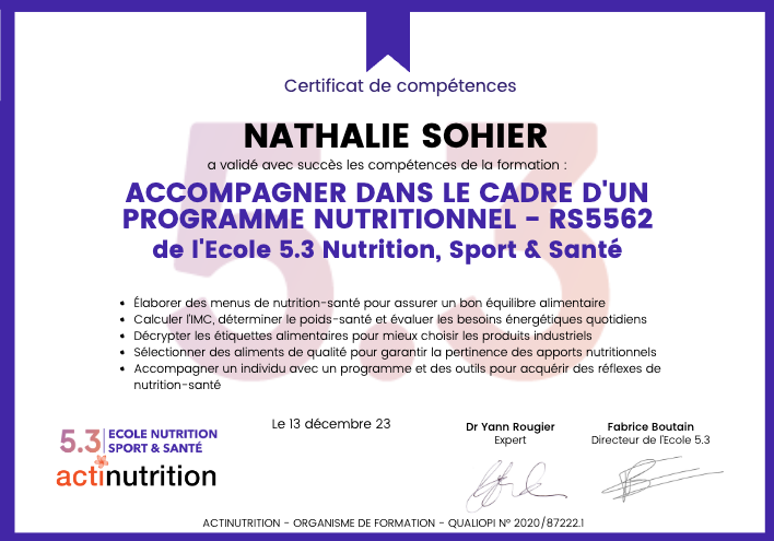 photo diplome Nathalie Sohier - Ekilisphere