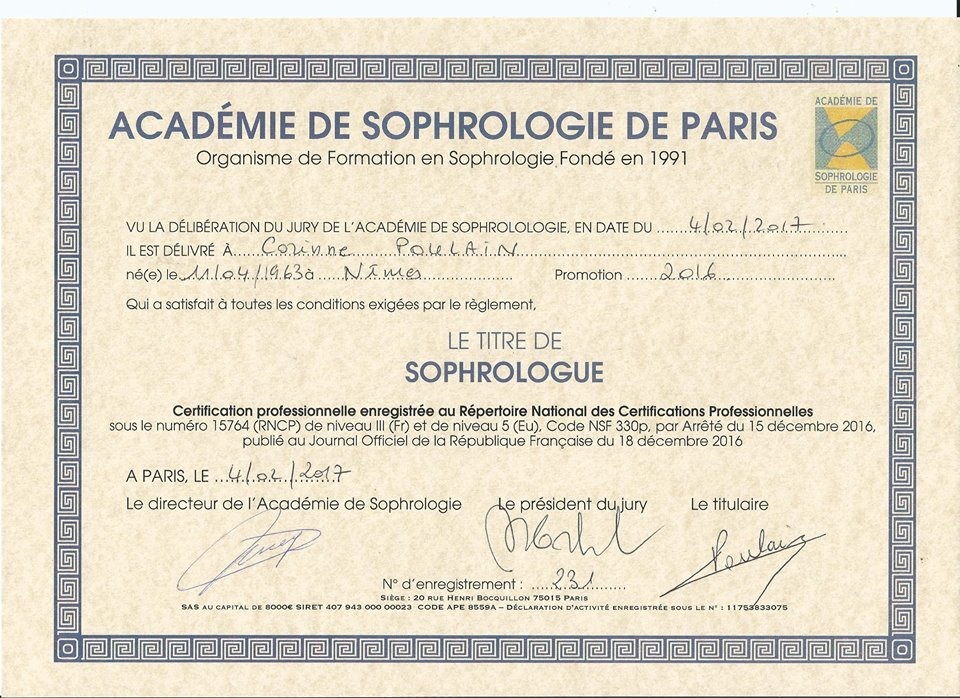 photo diplome Corinne Poulain
