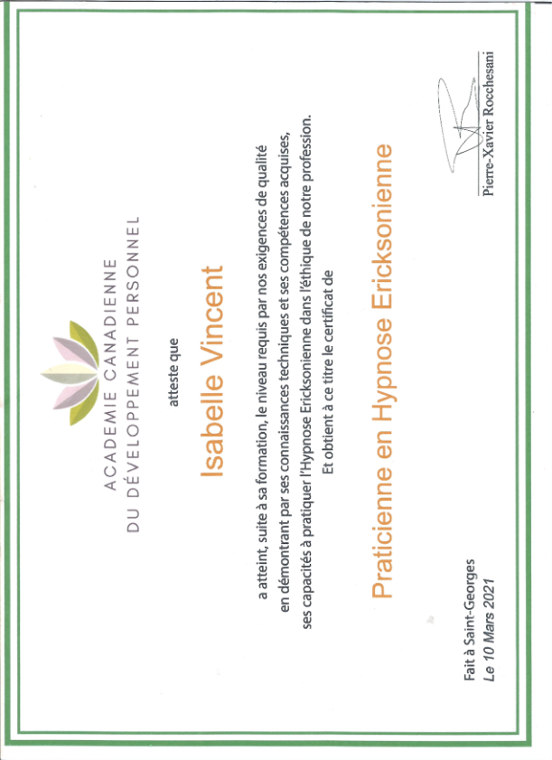 photo diplome Isabelle VINCENT 