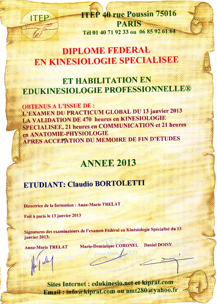 photo diplome Claudio BORTOLETTI 