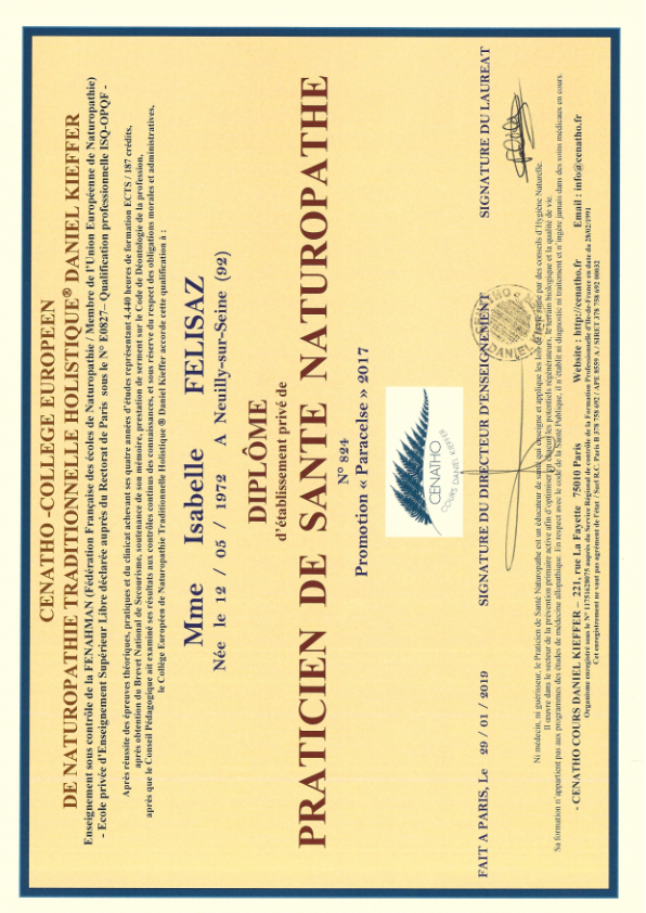 photo diplome FELISAZ Isabelle