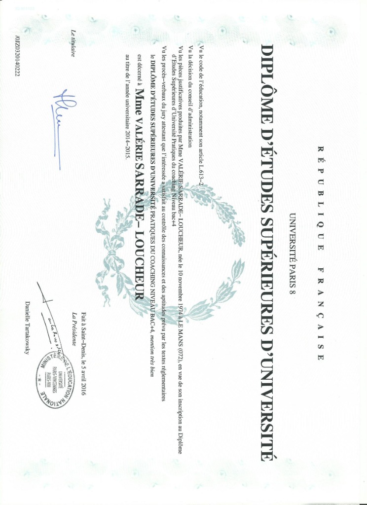 photo diplome Valérie lambert