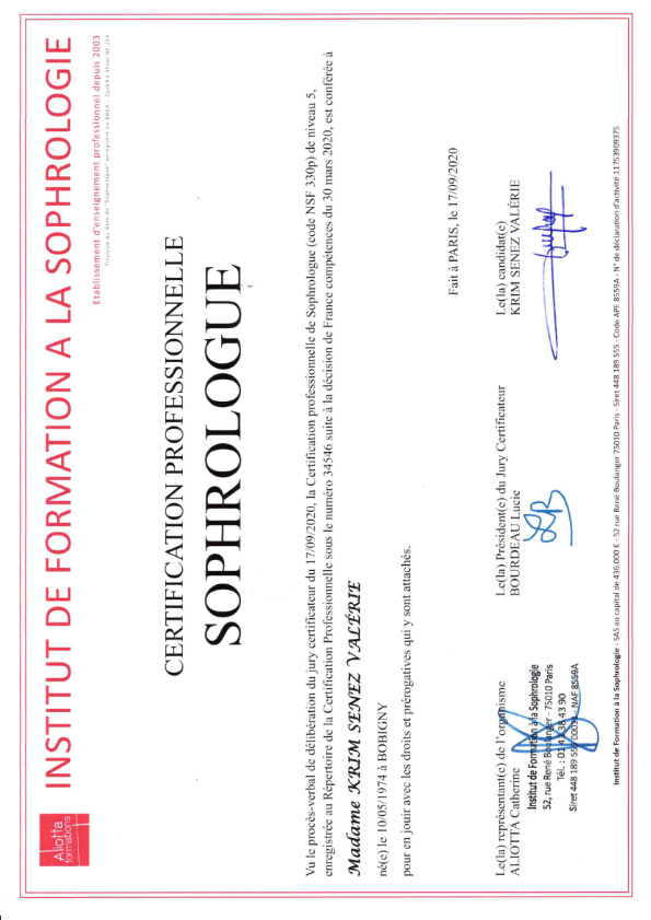 photo diplome Valérie KRIM