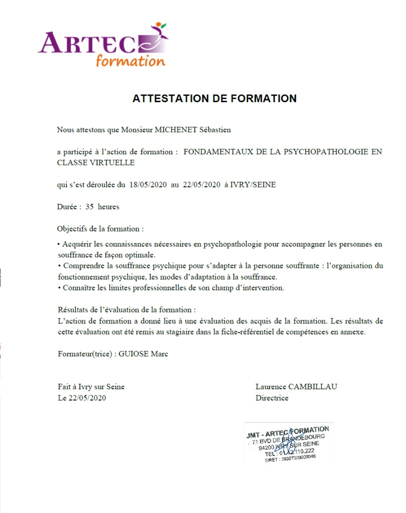 photo diplome Sébastien Michenet