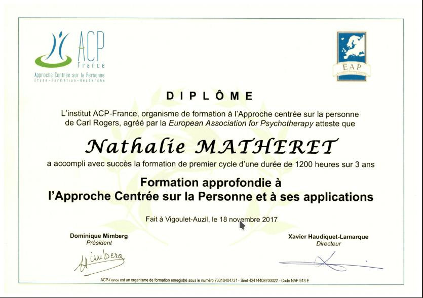 photo diplome Nathalie Matheret