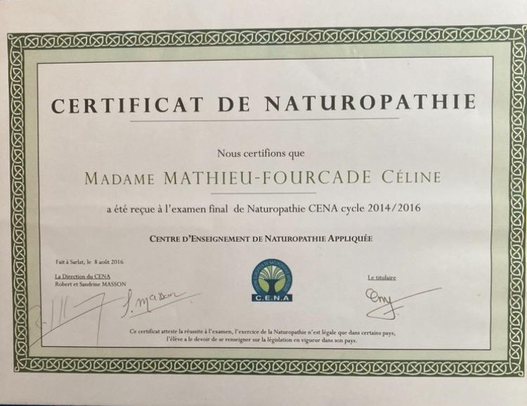 photo diplome Céline Mathieu-Fourcade