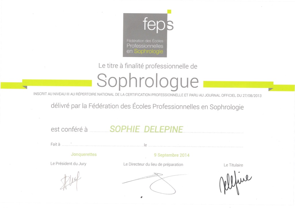 photo diplome Sophie DELEPINE 