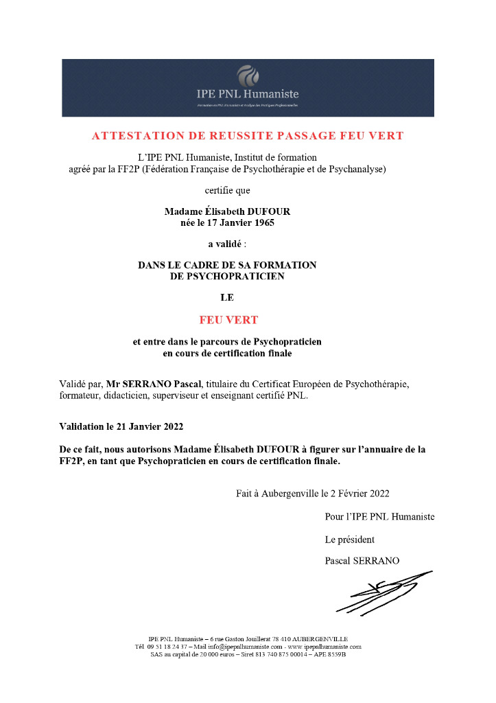 photo diplome DUFOUR Elisabeth