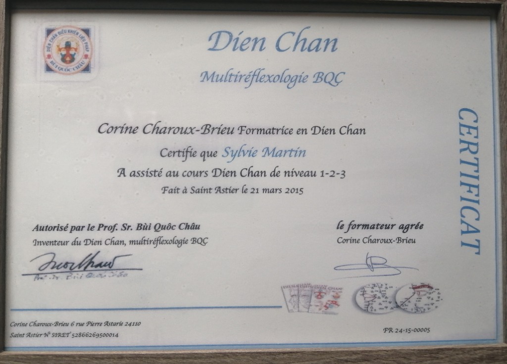 photo diplome MARTIN Sylvie - Réflexologie faciale
