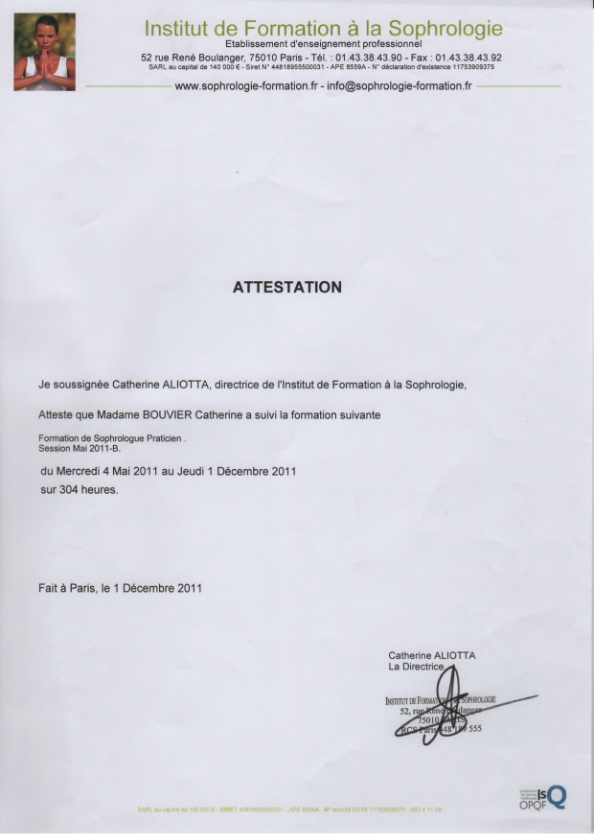 photo diplome Catherine Bouvier