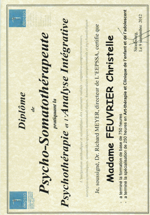 photo diplome Christelle FEUVRIER -CORPSACOEUR