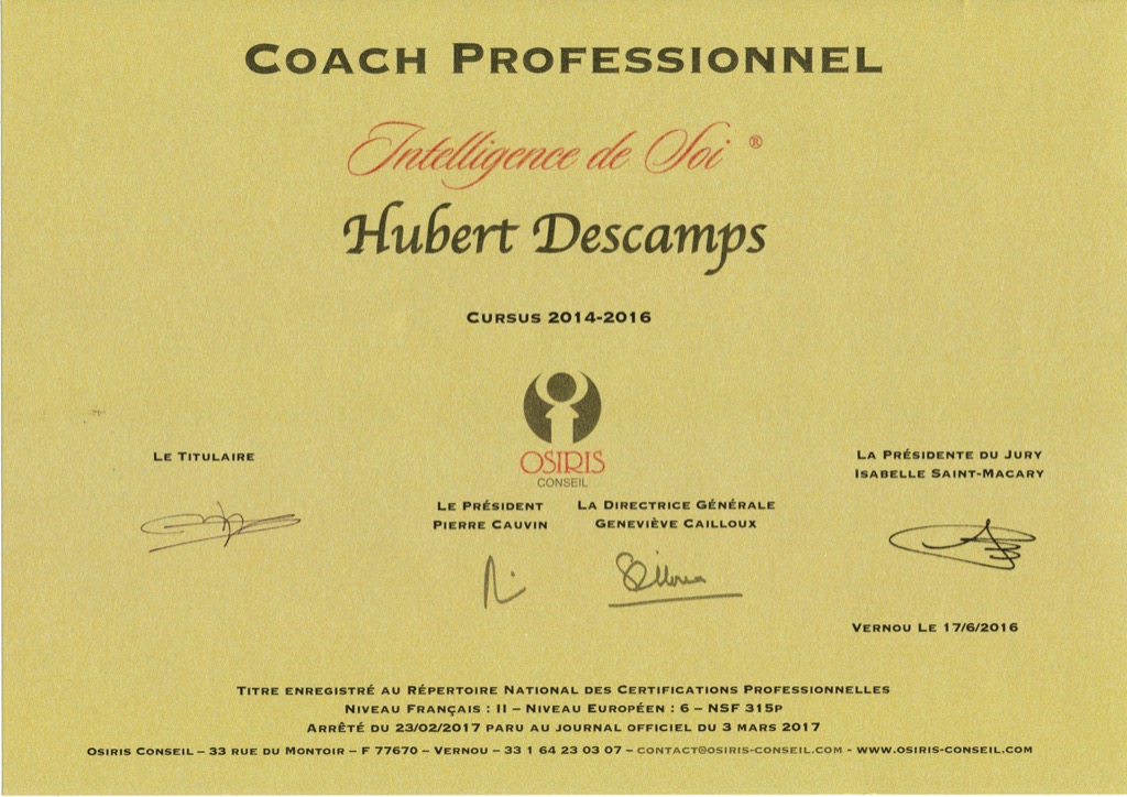 photo diplome Hubert Descamps