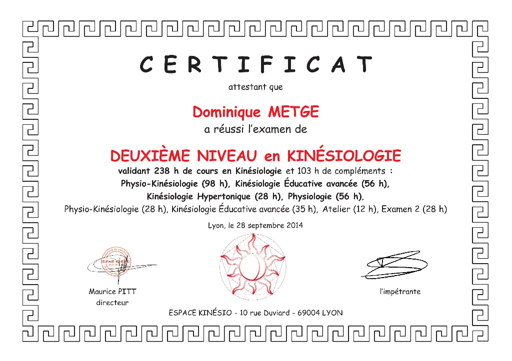 photo diplome Dominique Metge