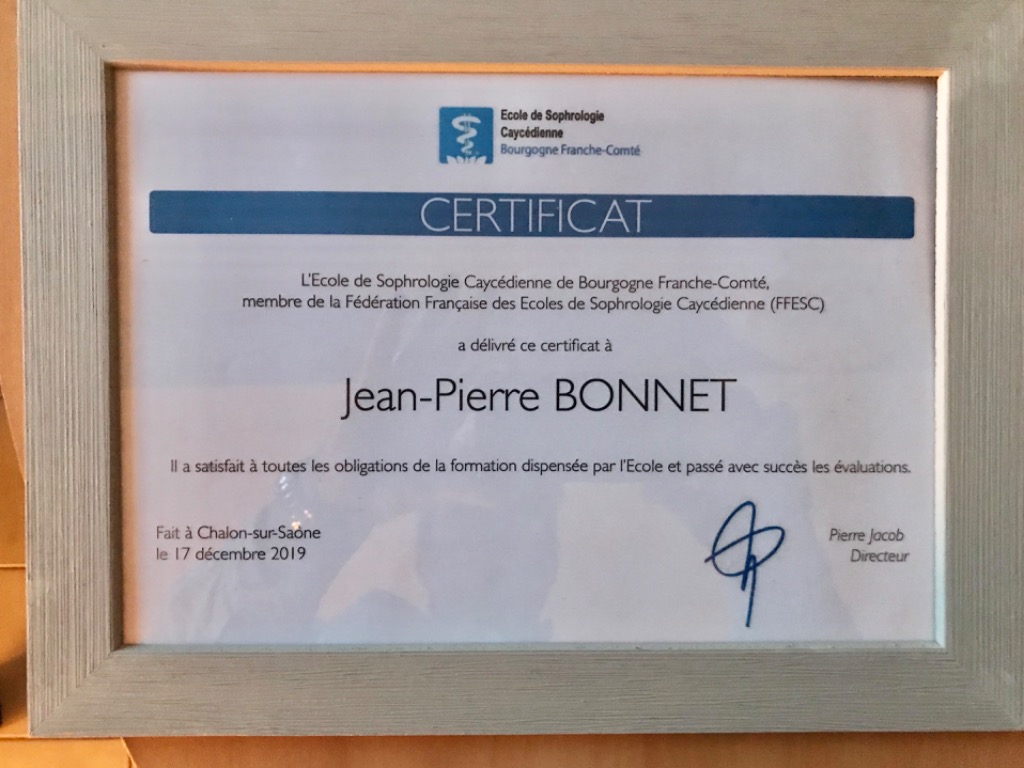 photo diplome Sophro centre 71