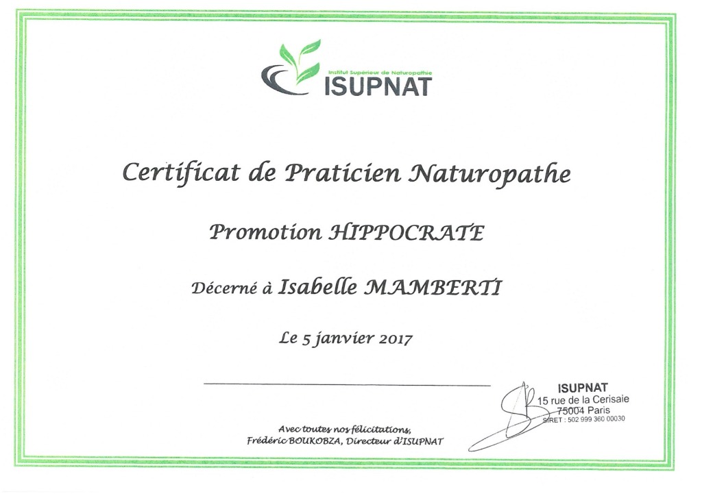 photo diplome Isabelle Mamberti