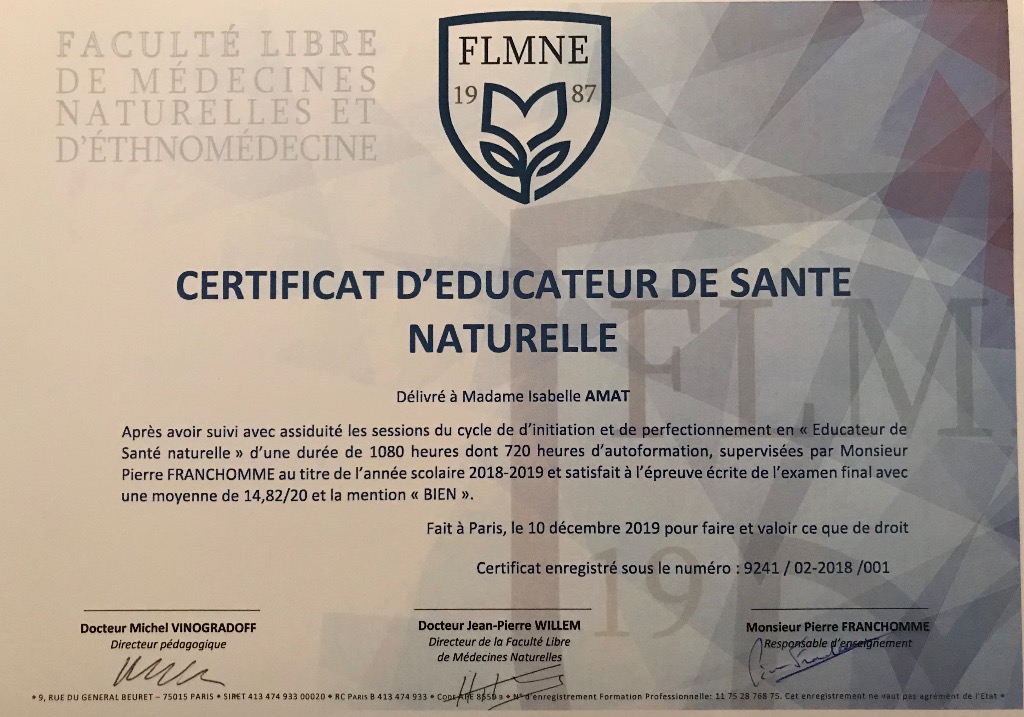 photo diplome Isabelle Amat