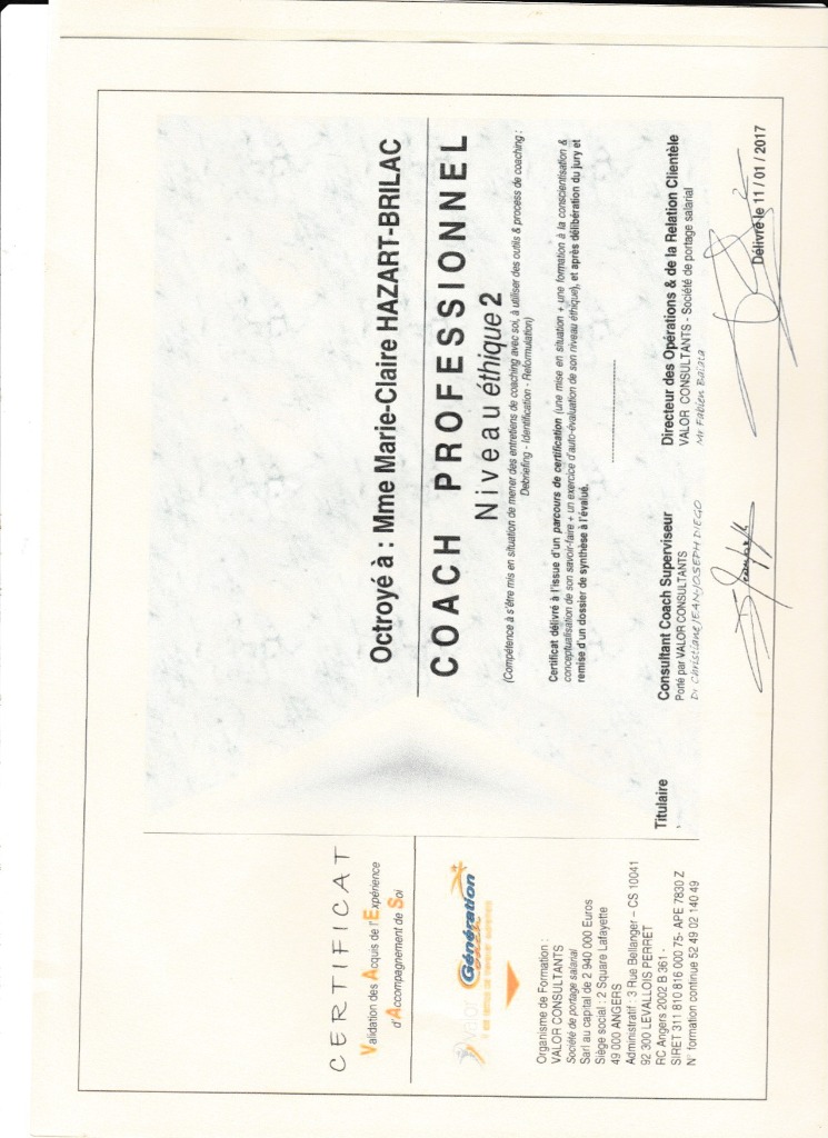 photo diplome Marie Claire BRILAC-HAZART