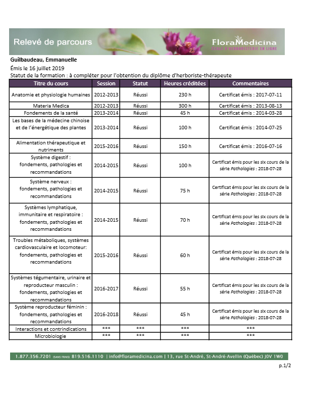 photo diplome Emmanuelle Guilbaudeau - TERRAHERBA