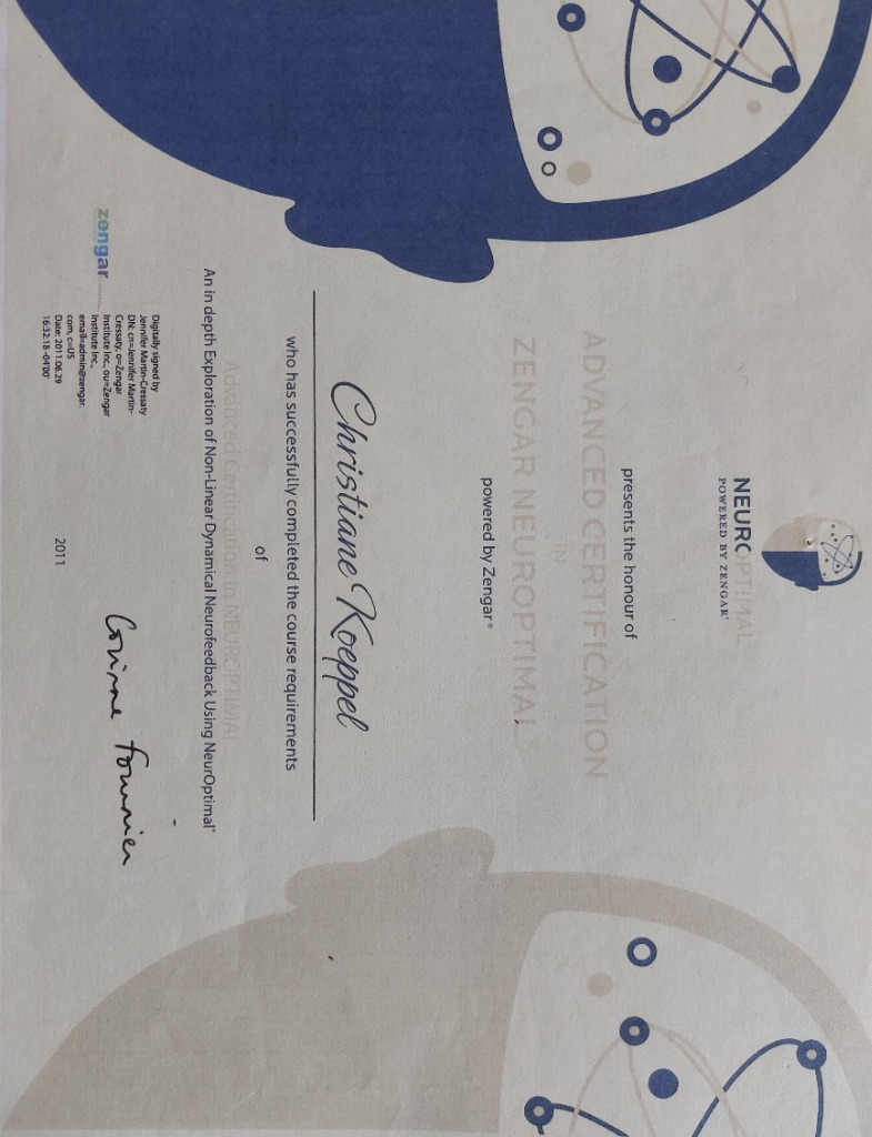 photo diplome Institut Neurofeedback Normandie