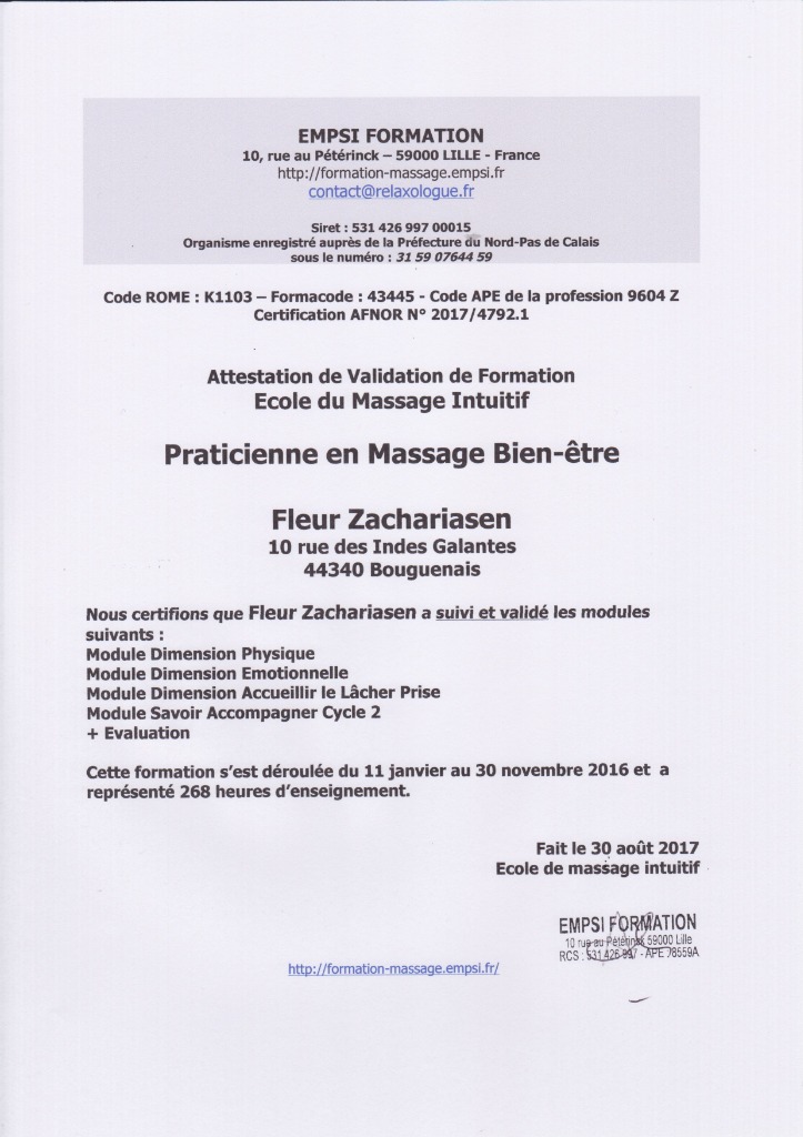 photo diplome Fleur-Astrid ZACHARIASEN