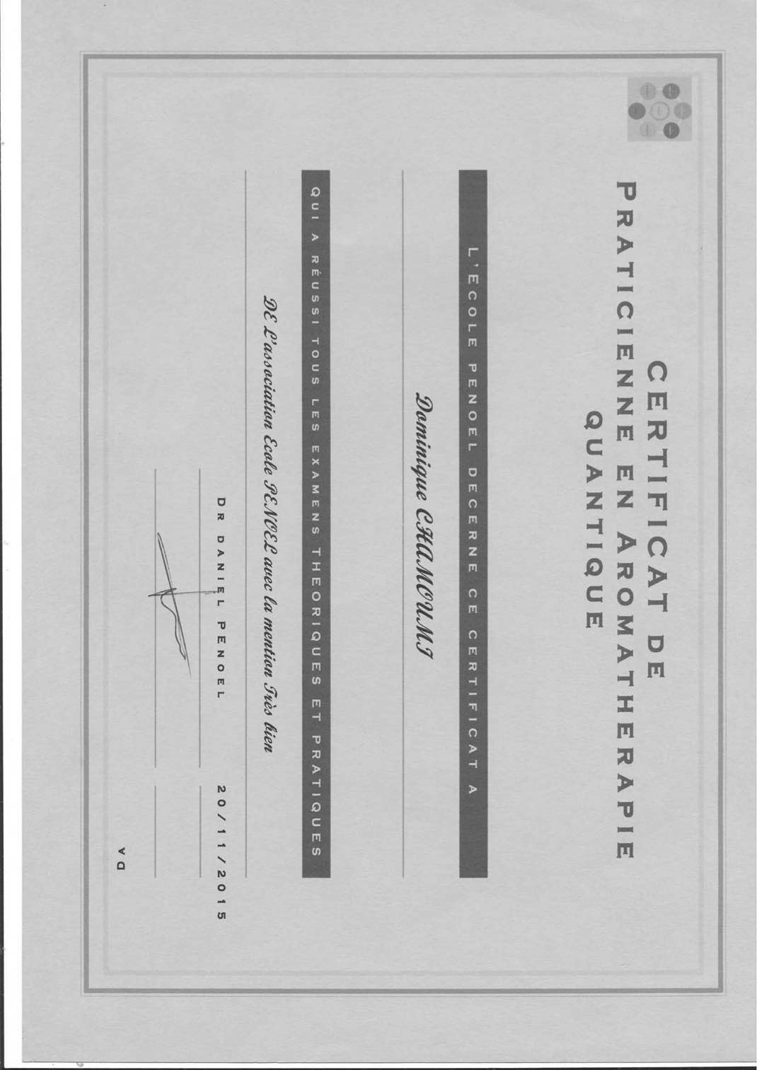 photo diplome Dominique CHAMOUMI