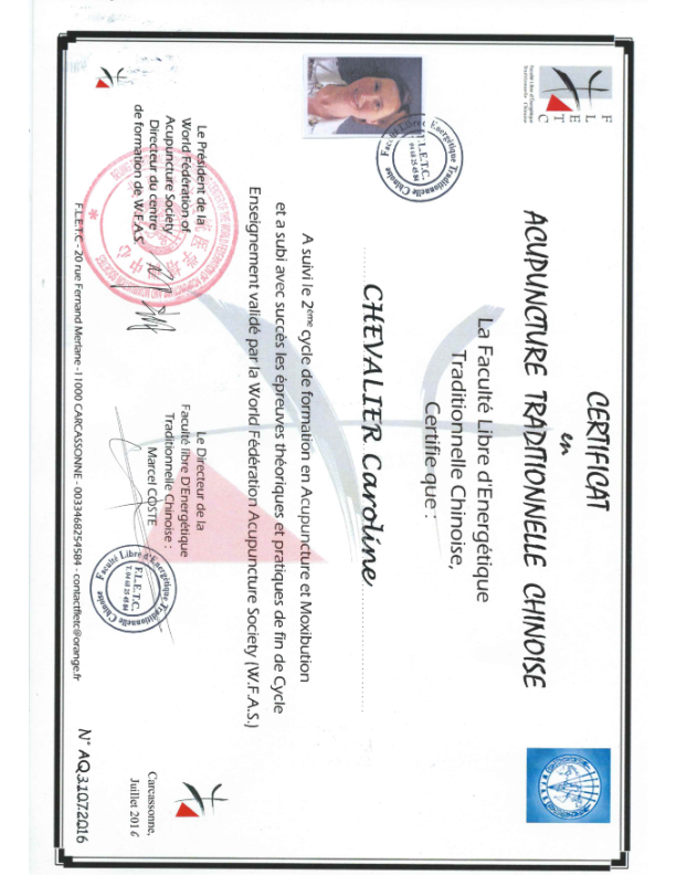 photo diplome Caroline Chevalier