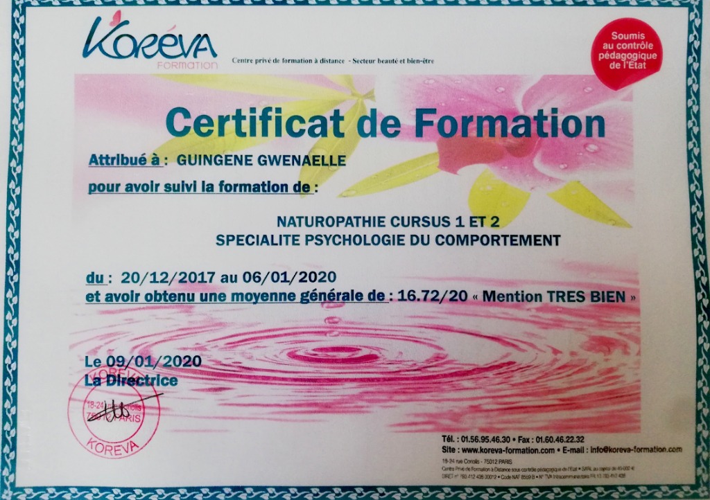 photo diplome Gwenaëlle Energéticienne 