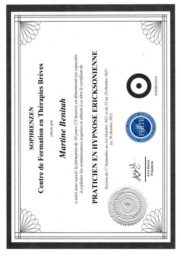 photo diplome Martine BENITAH