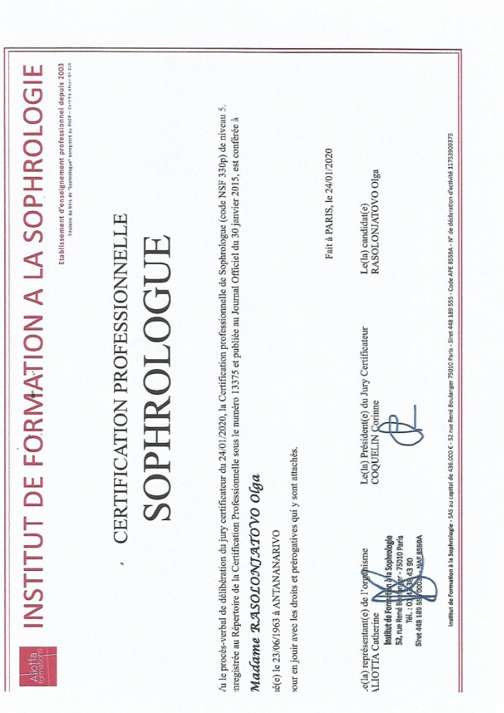 photo diplome Olga RASOLONJATOVO