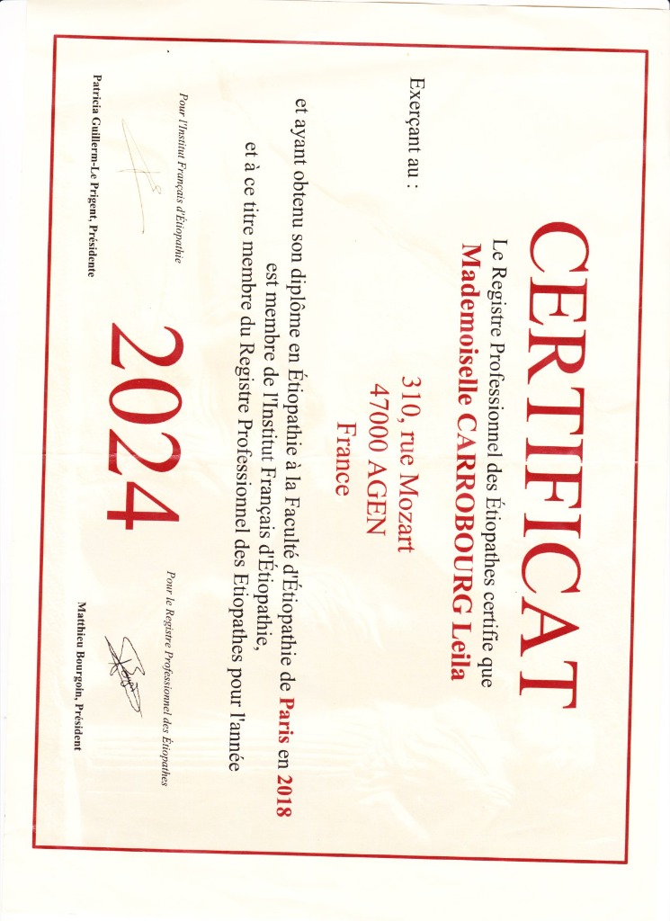 photo diplome Leila Carrobourg