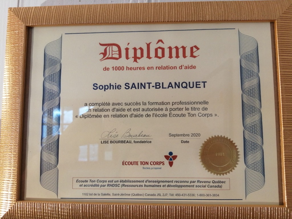 photo diplome Sophie Saint-Blanquet